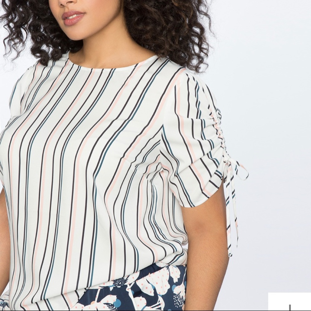 Eloquii Ruched Drawstring Sleeve Top